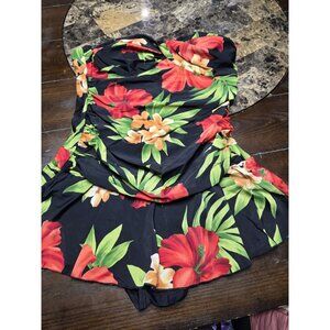 White Stag Vintage Floral Modest One Piece Swimsuit Women's Medium